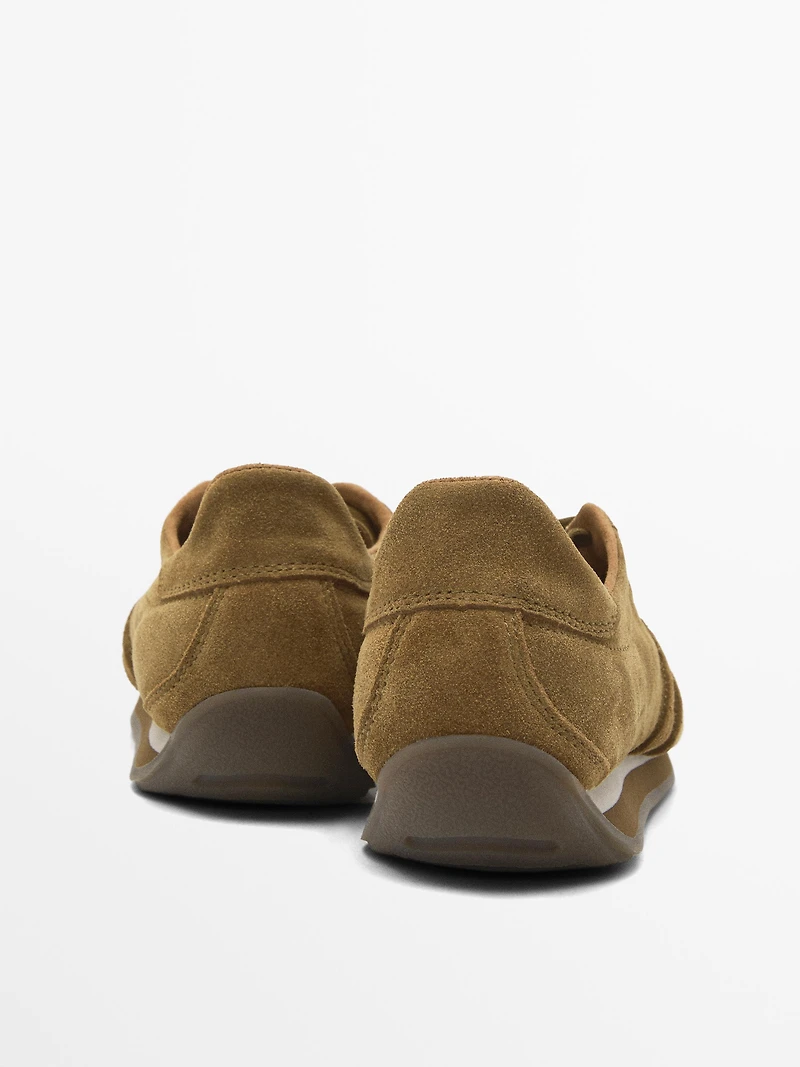 Split suede trainers
