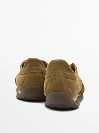 Split suede trainers