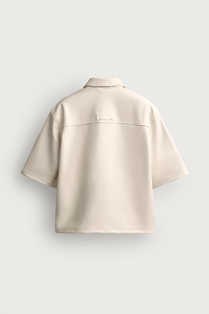 FAUX LEATHER RELAXED FIT OVERSHIRT