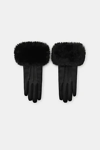 FAUX LEATHER FUR GLOVES
