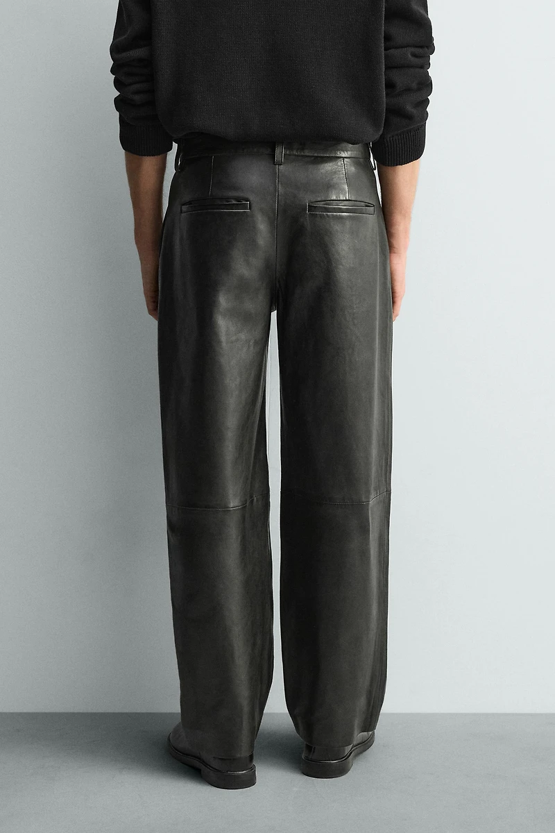 LEATHER STRAIGHT FIT PANTS