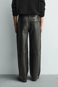 LEATHER STRAIGHT FIT PANTS