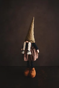 CHRISTMAS TREE ORNAMENT GNOME WITH BRAIDS