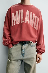 WASHED COMBINATION PRINT SWEATSHIRT