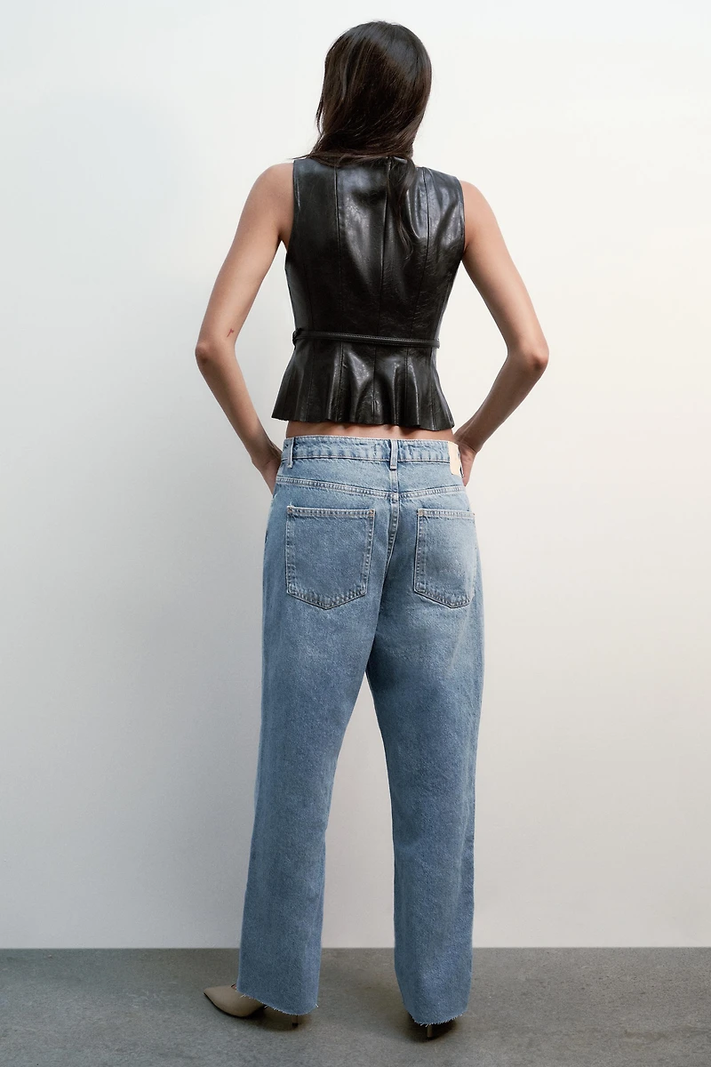 FAUX LEATHER BELTED TOP