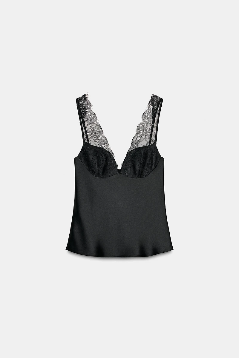 SATIN EFFECT LACE TOP