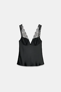 SATIN EFFECT LACE TOP