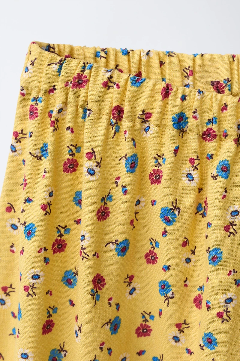 FLORAL PANTS WITH LINEN