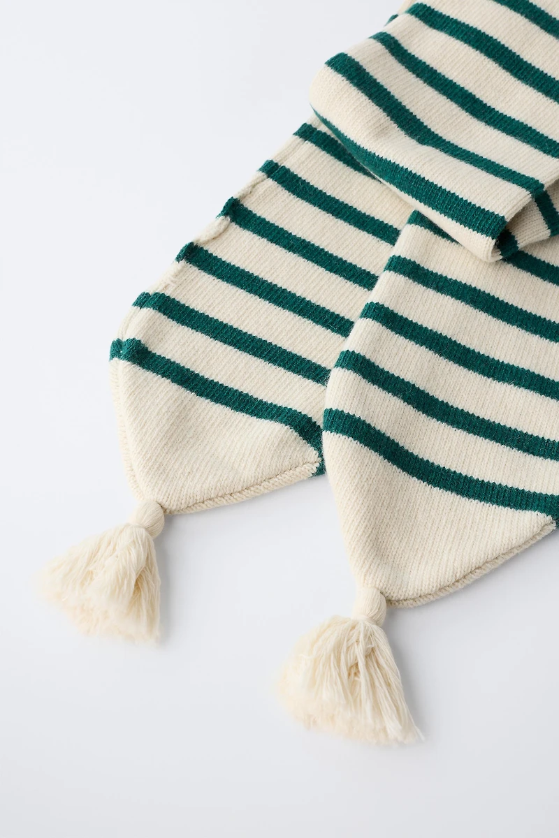 KNIT STRIPED SCARF WITH WOOL