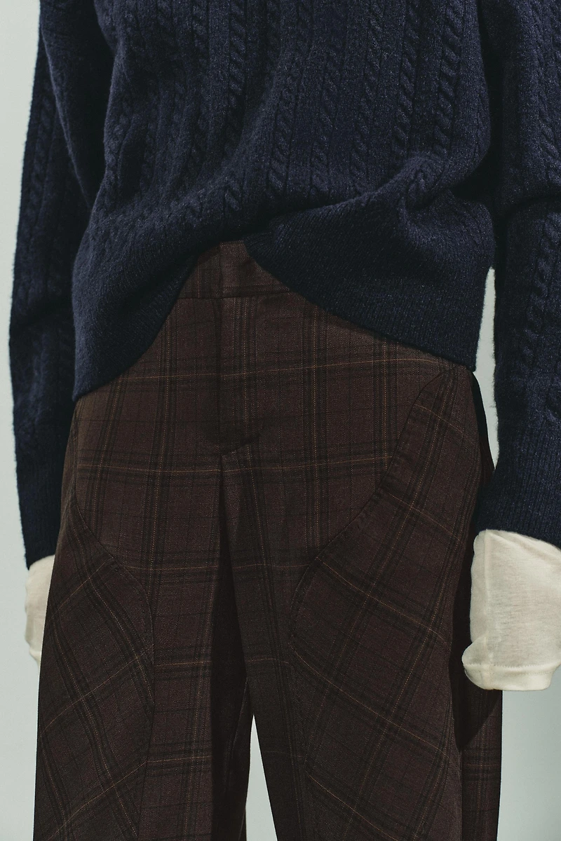 PLAID SEAMED PANTS