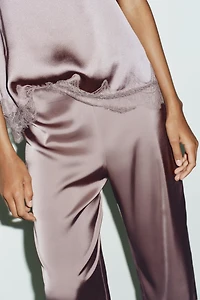 HIGH-WAISTED SATIN PANTS