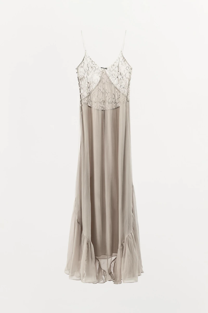 LONG 100% VISCOSE LACE DRESS