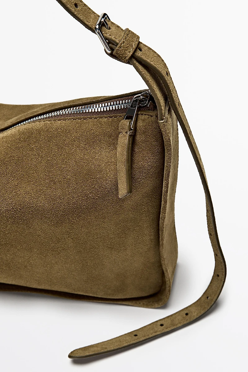 Split suede leather crossbody bag