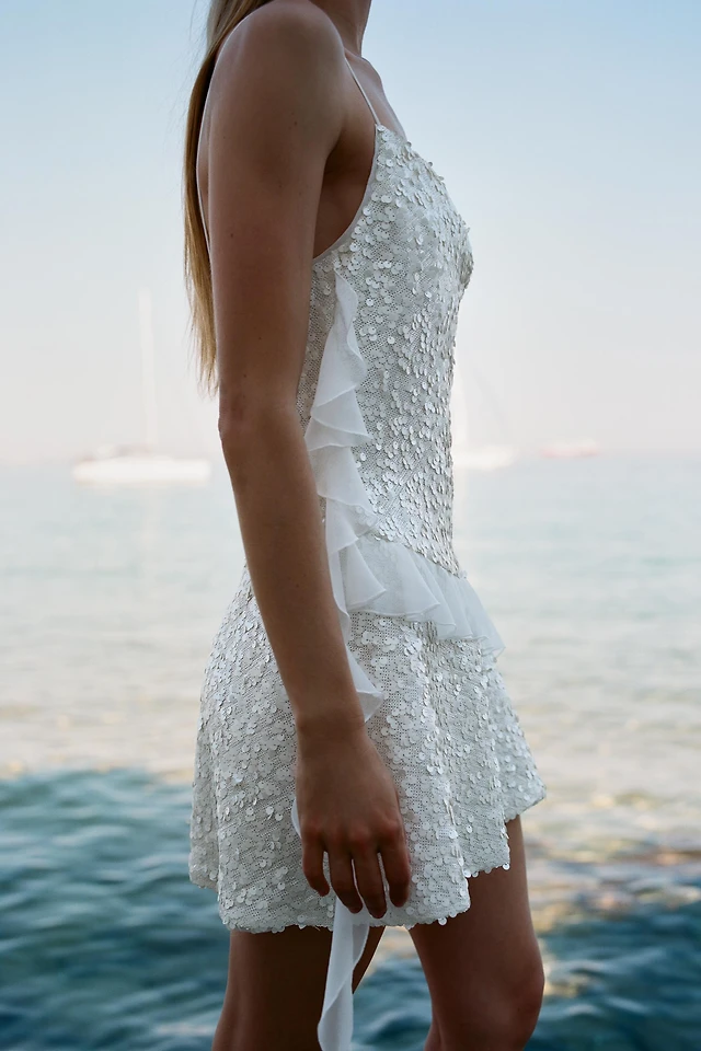 ruffled sequin mini dress zara Zara SEQUIN RUFFLE MINI DRESS