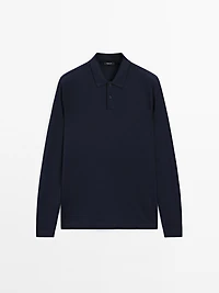 Polo manches longues en piqué mercerisé