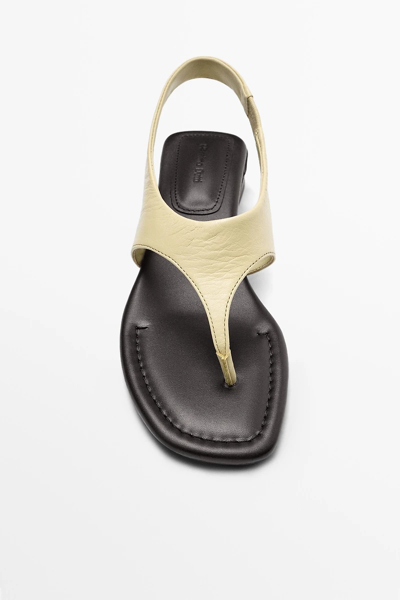 Leather sandals with block heel