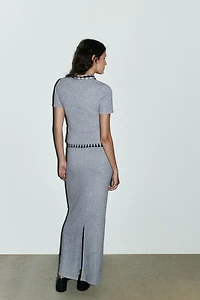 CONTRAST WAISTBAND MIDI SKIRT
