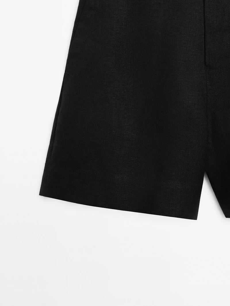 100% linen short Bermuda shorts