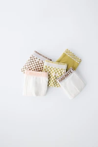 AGES 6-14 / FIVE-PACK OF CHECKERED BOXERS