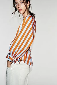 STRIPED SHIRT WITH SLIM BELT