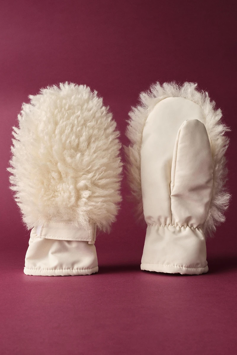 CURLY FAUX FUR MITTENS SKI COLLECTION