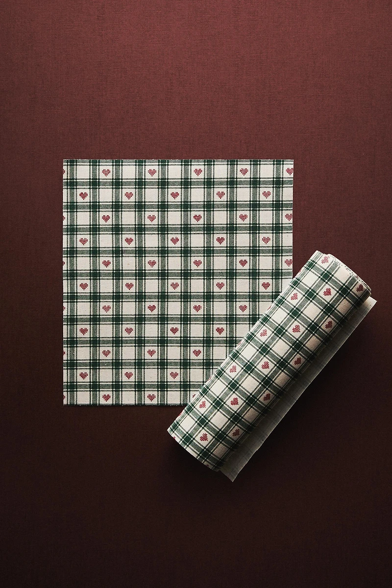 CHRISTMAS TARTAN COTTON NAPKIN ROLL (SET OF 20)