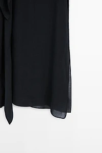Midi dress with asymmetric ruffle detail