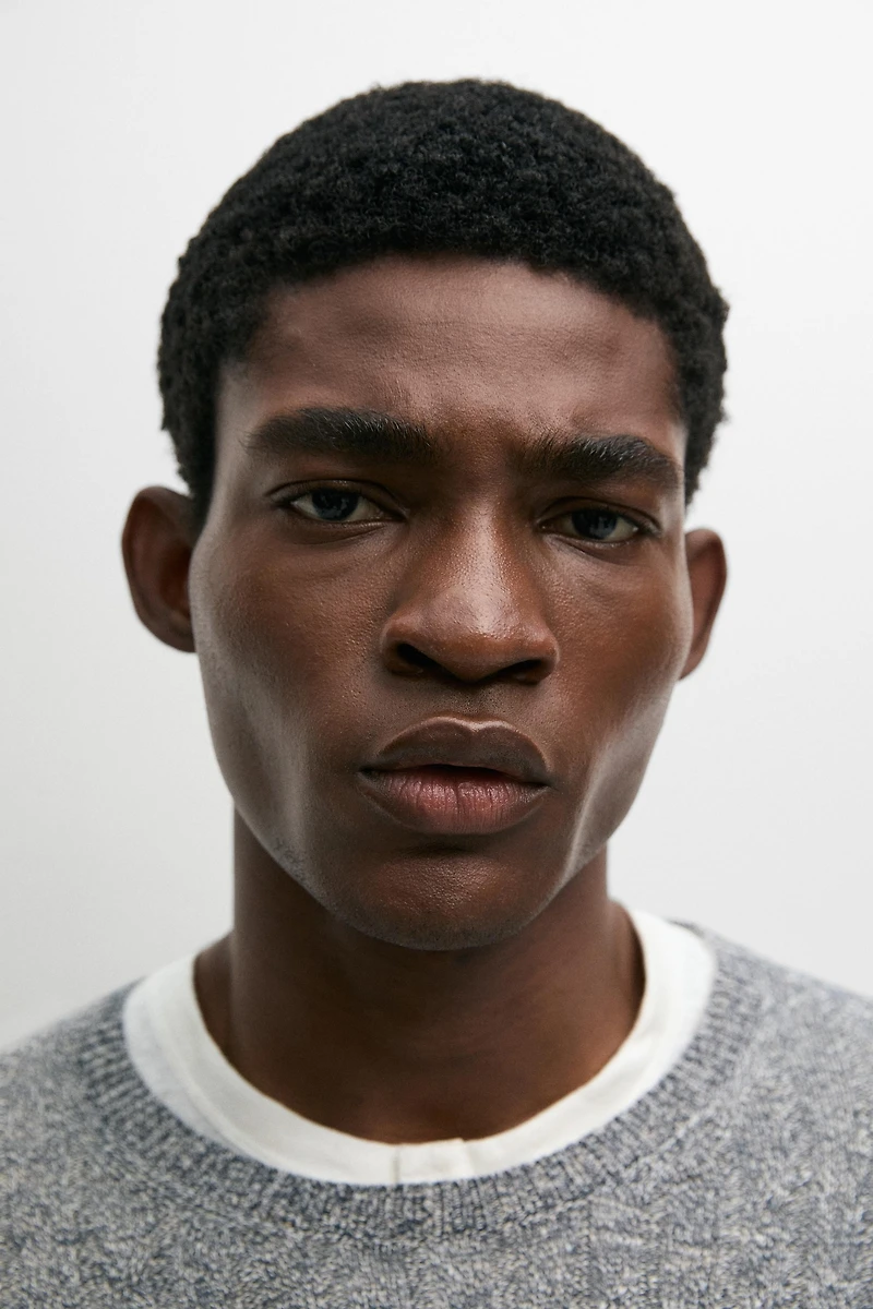 Linen cotton mouliné knit sweater