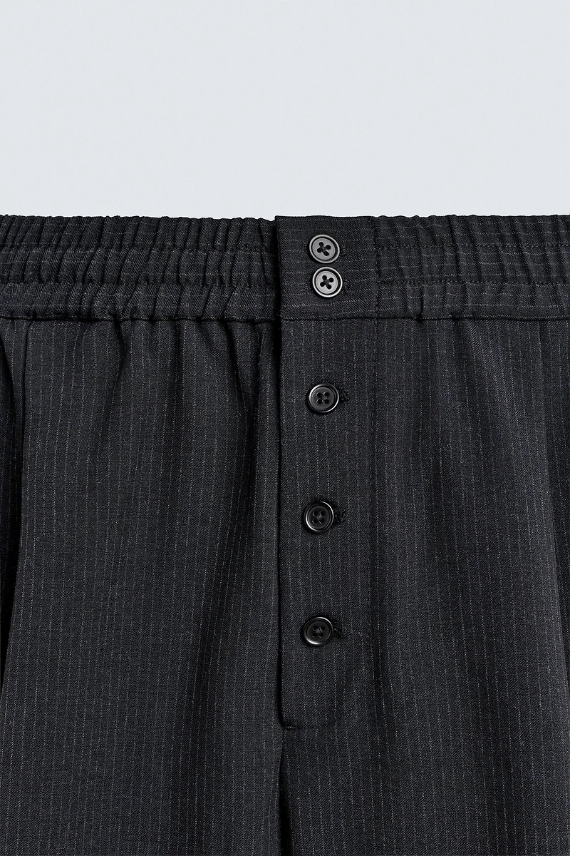 RELAXED FIT PINSTRIPE PANTS