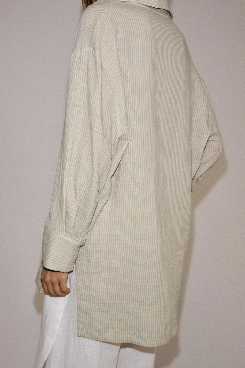ZW COLLECTION ASYMMETRIC STRIPED SHIRT