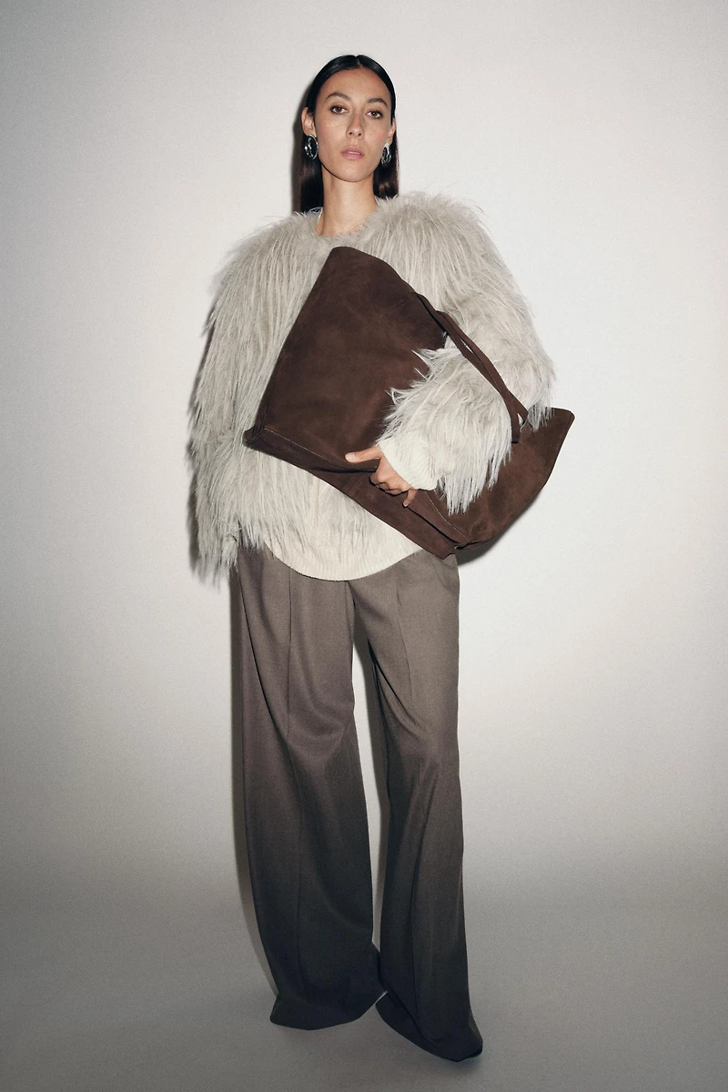 SAC MAXI SHOPPER EN CUIR VELOURS