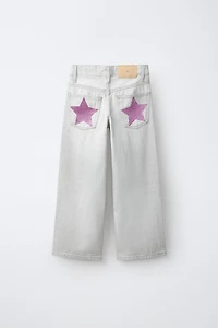 SPARKLY STAR WIDE LEG JEANS