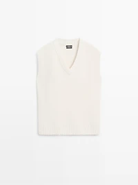 Gilet long en maille 100 % laine