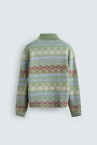 POLO EN MAILLE JACQUARD GÉOMÉTRIQUE TEXTURÉE