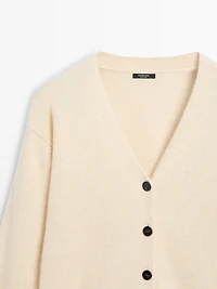 Alpaca wool V-neck knit cardigan