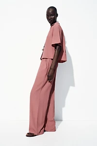 WRINKLE EFFECT WIDE LEG PANTS