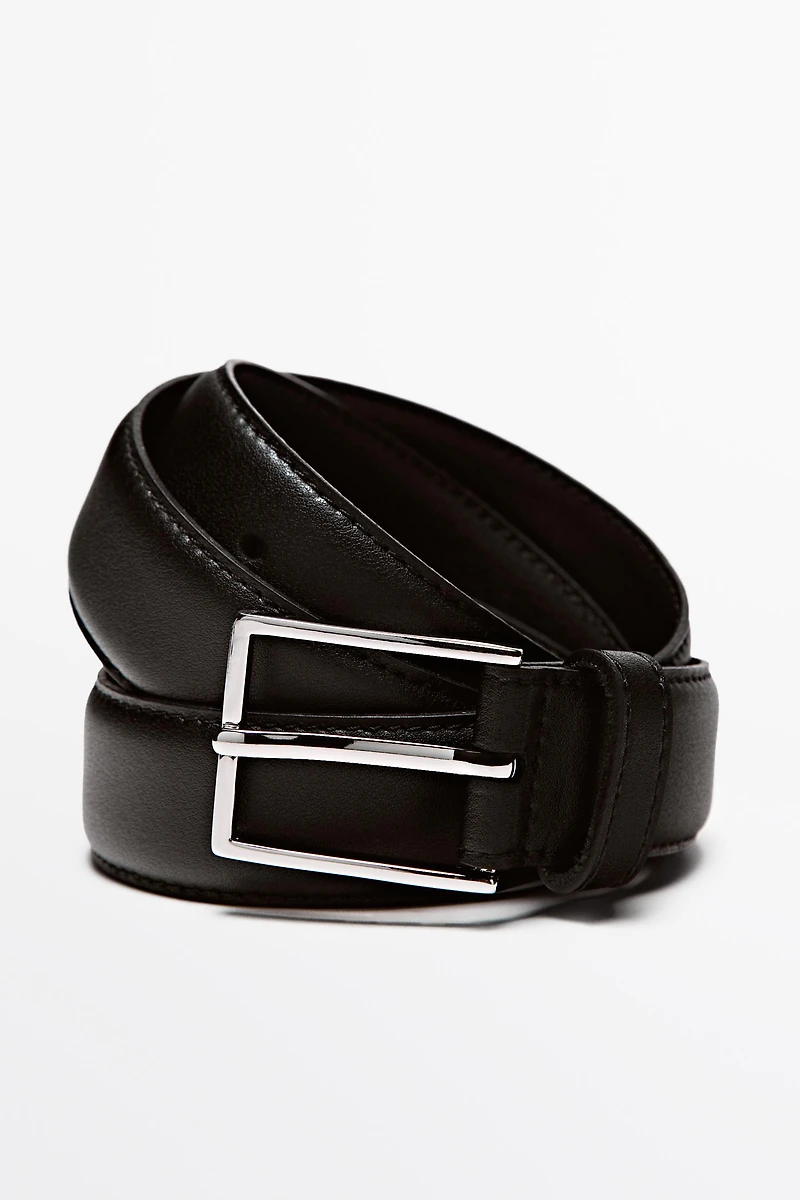 Smart nappa leather belt with topstitching