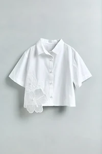 GLITTERY FLORAL POPLIN SHIRT