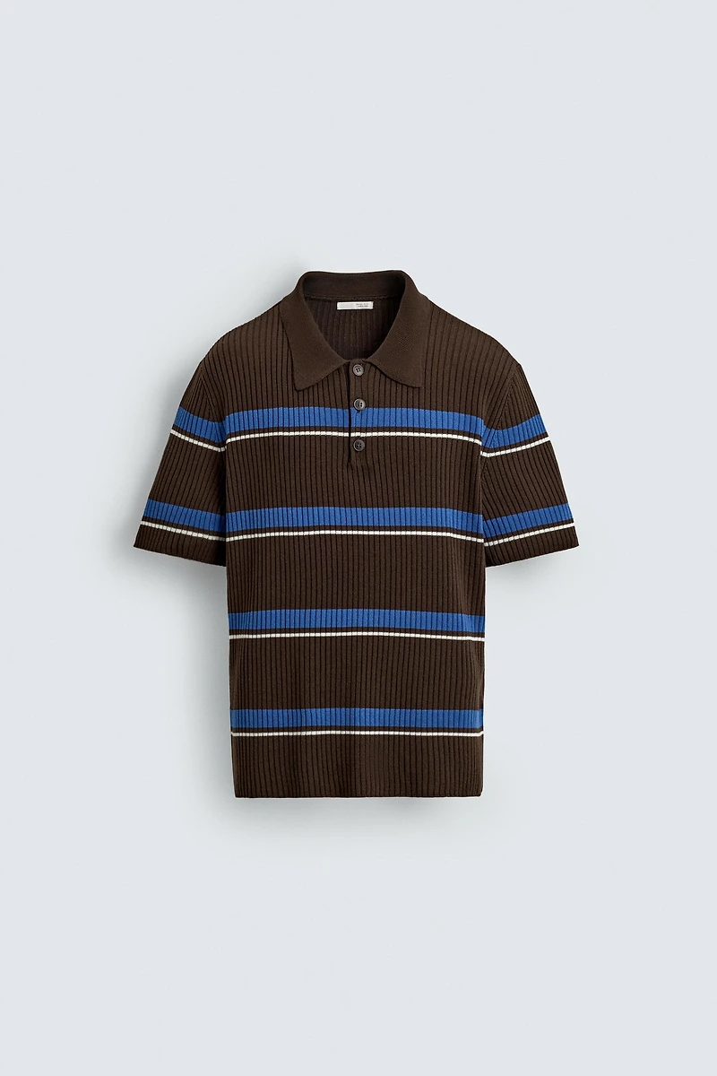 POLO EN MAILLE JACQUARD À RAYURES