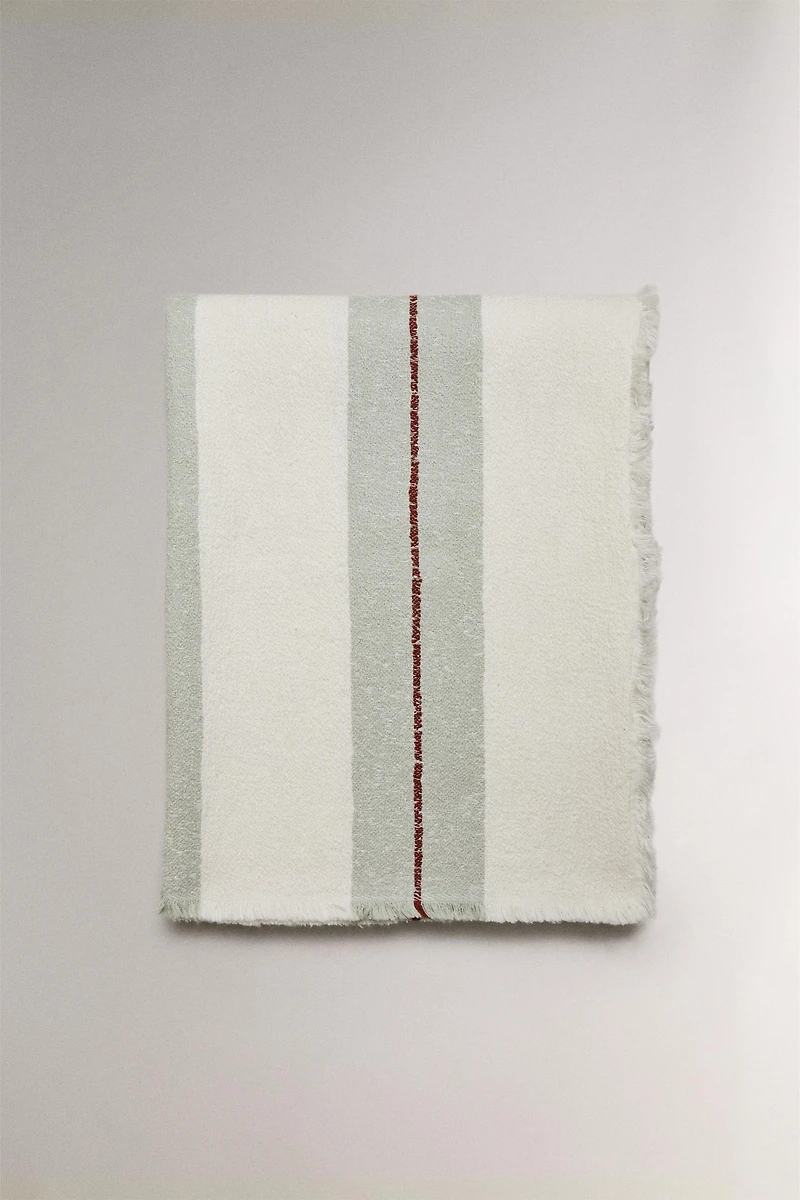 COUVERTURE COTON LIN RAYURES
