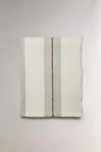COUVERTURE COTON LIN RAYURES
