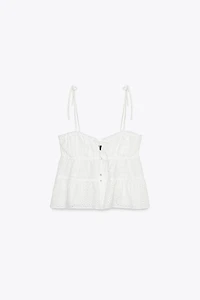 EMBROIDERED EYELET TOP