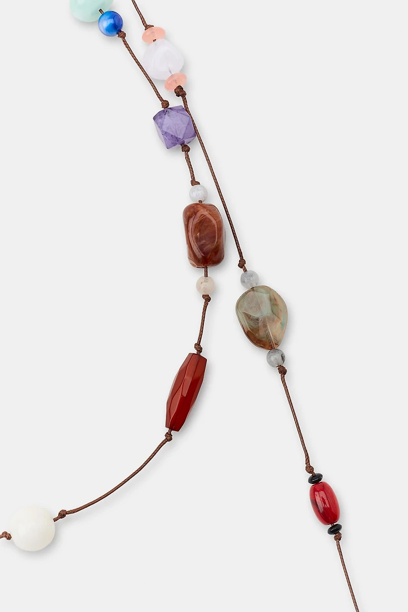BEADED STONE CORD BELT