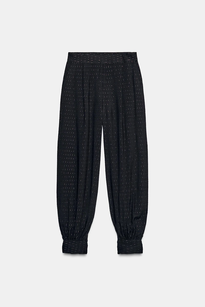 METALLIC THREAD BALLOON PANTS