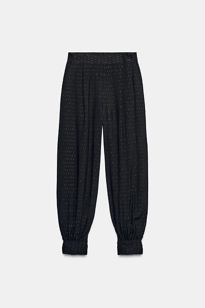 METALLIC THREAD BALLOON PANTS