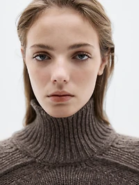 Knit high neck melange sweater - LIMITED