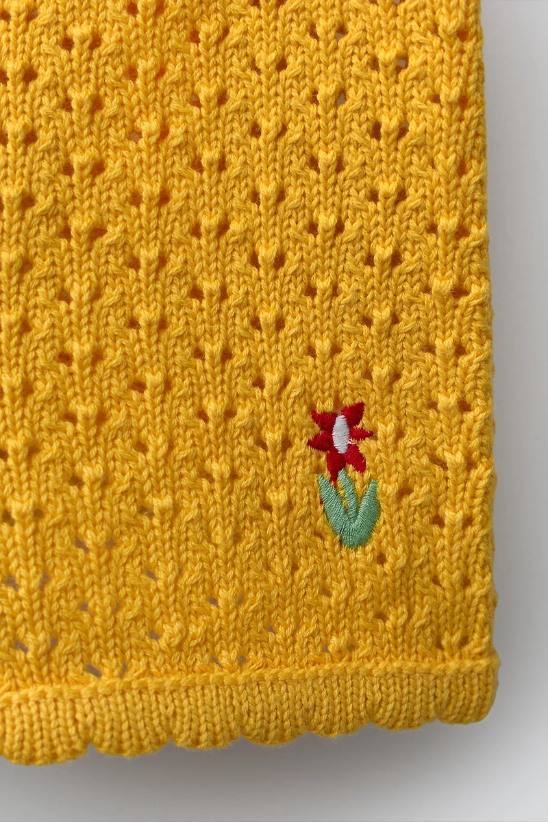SHORT EN MAILLE FLEUR BRODÉE