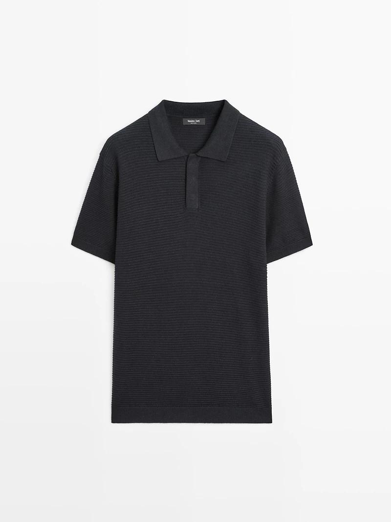 Polo à manches courtes en maille de lin et coton