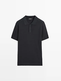 Polo à manches courtes en maille de lin et coton