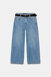 Z.08 WIDE LEG CROPPED BELTED JEANS